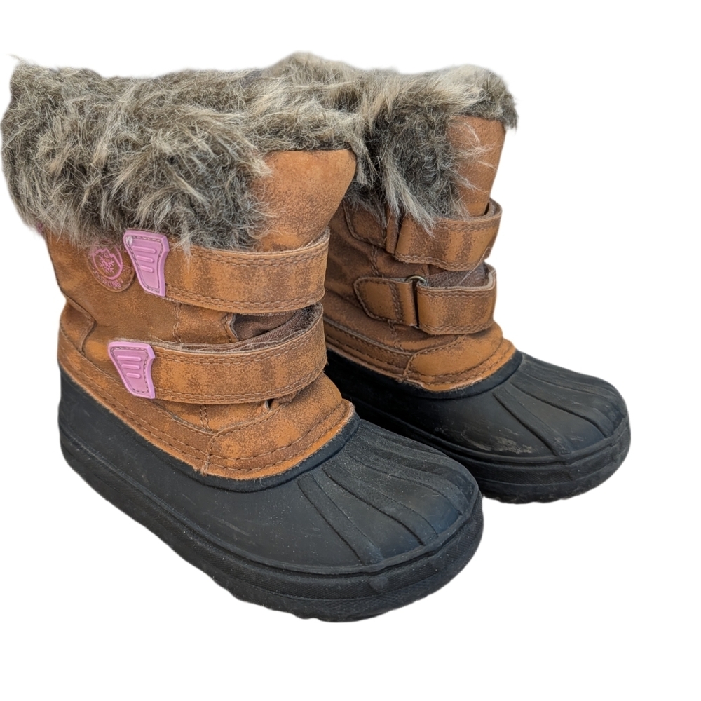 Joe Fresh Kids' Tan and Black Boots with Pink Accents